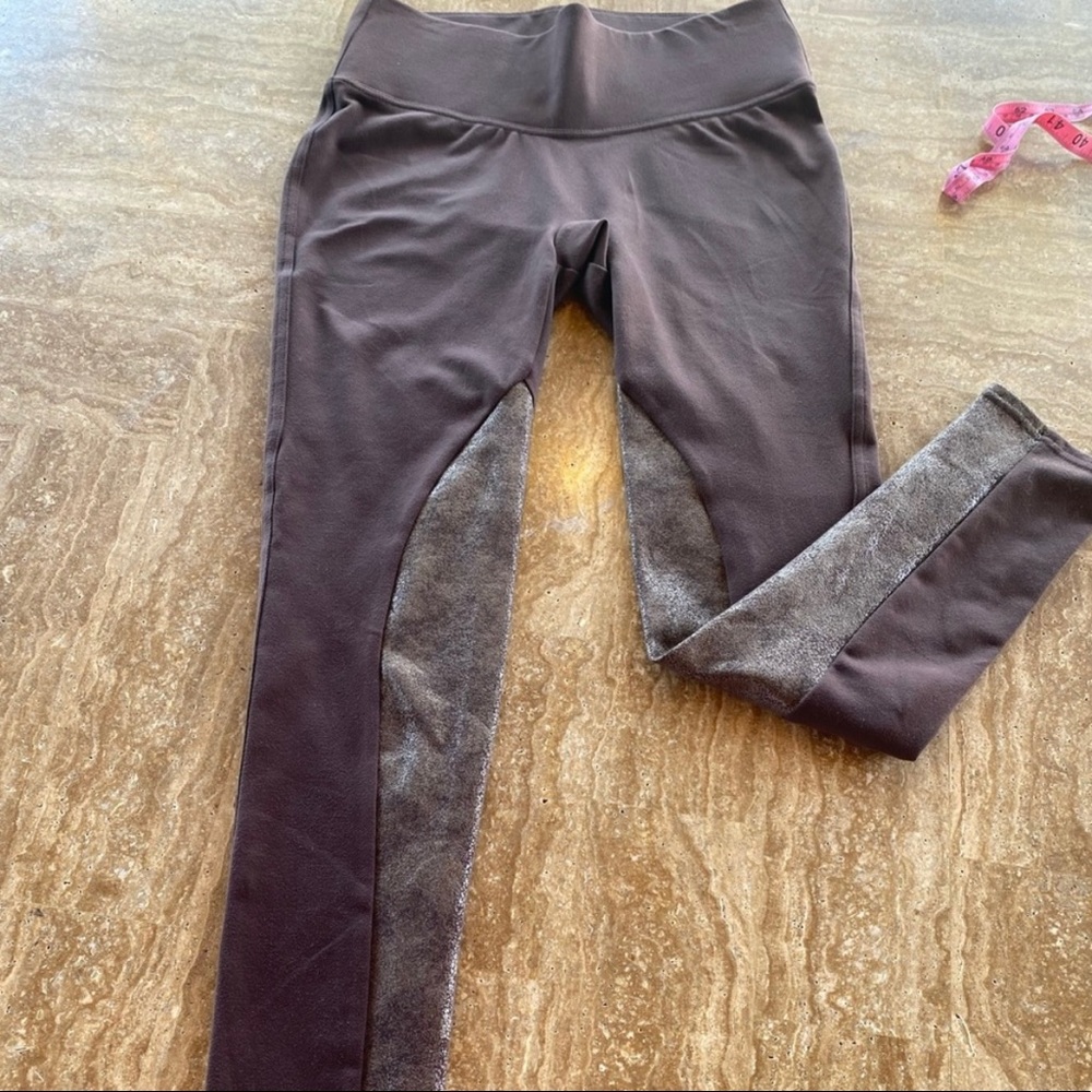 Spanx medium leggings with metallic riding panel.